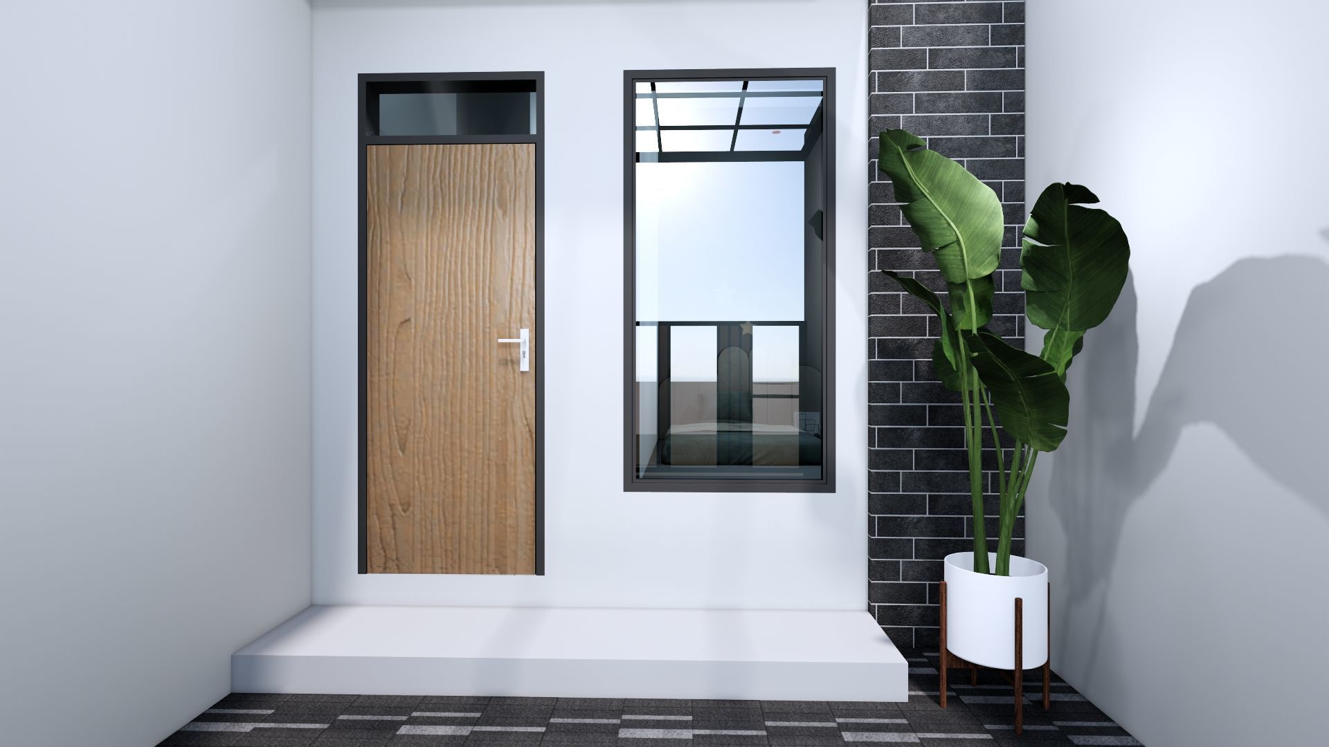 Architecture One Floor Modern House Full Interior Furniture 3D model_19