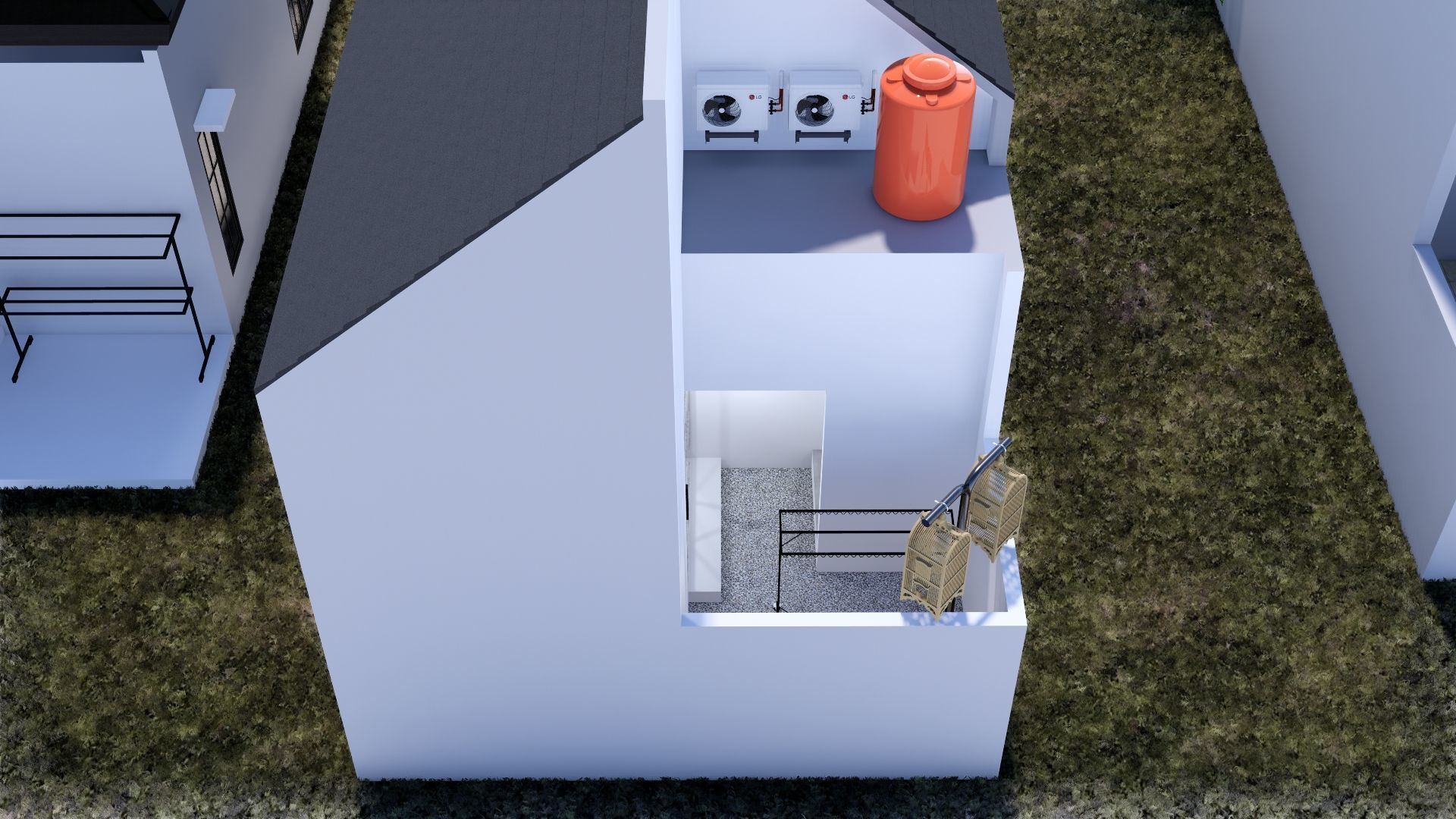 Architecture One Floor Modern House Full Interior Furniture 3D model_35