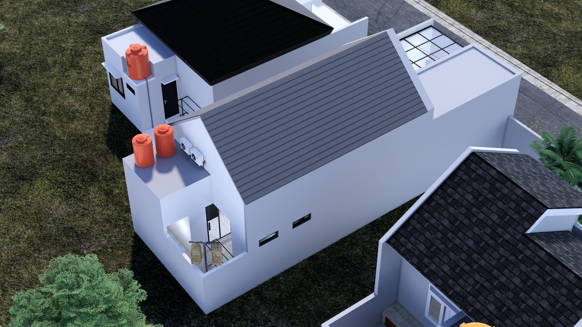 Architecture One Floor Modern House Full Interior Furniture 3D model_31