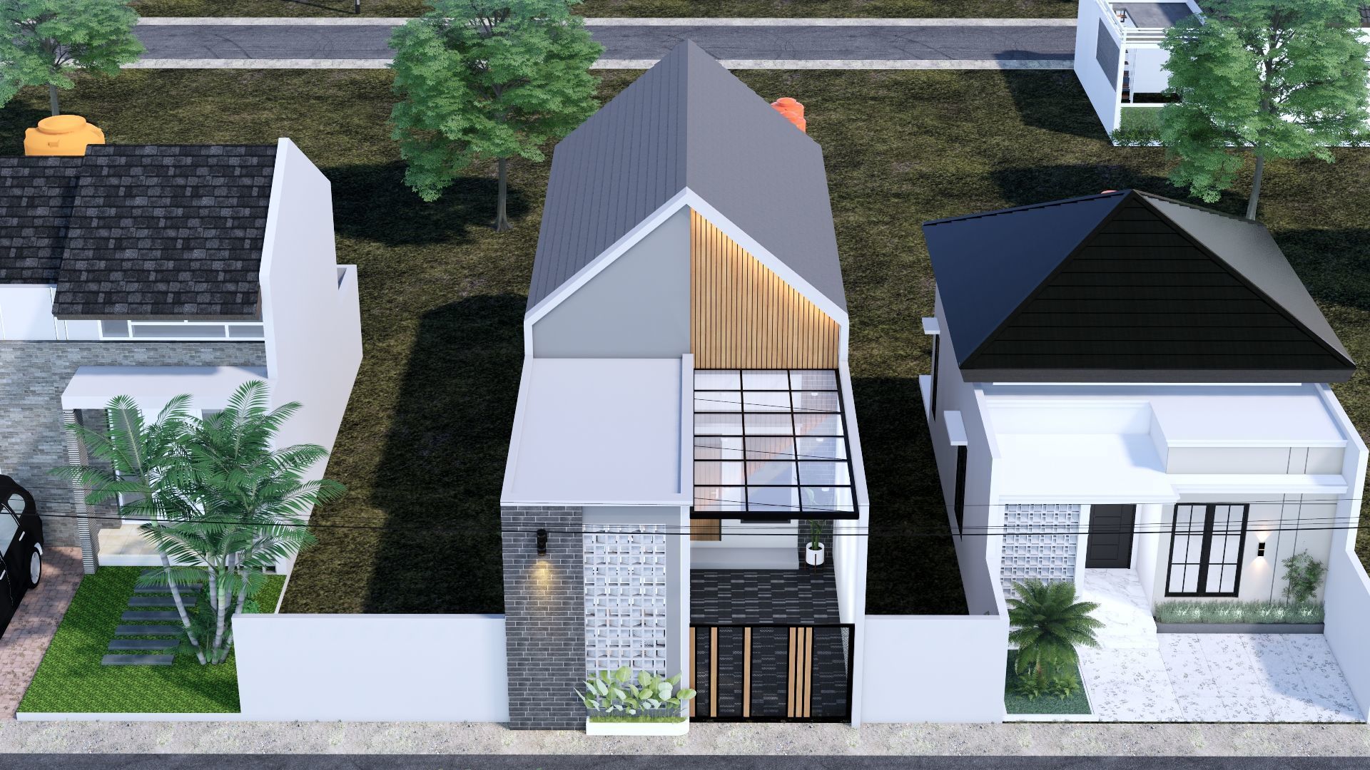 Architecture One Floor Modern House Full Interior Furniture 3D model_3