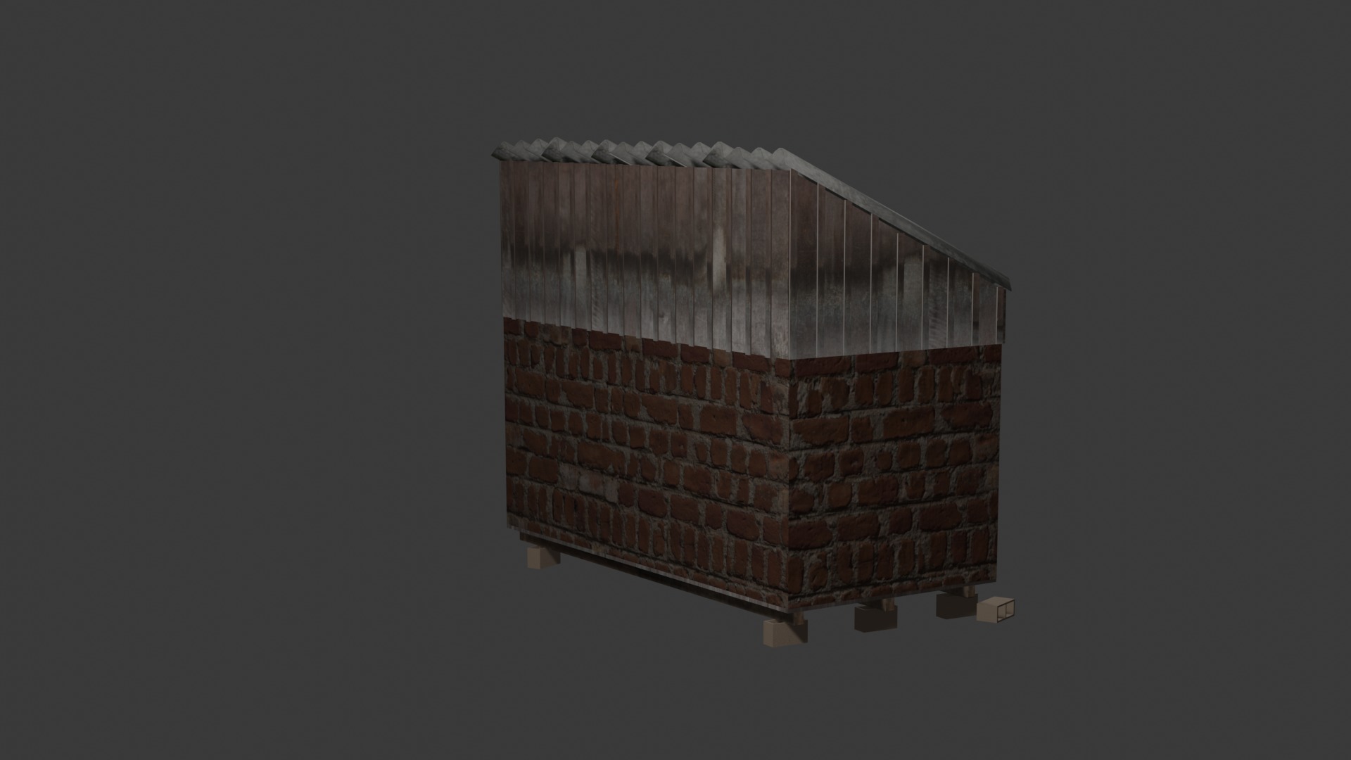 Simple Shack for Games Rustic Storage Hut Free low-poly 3D model_4