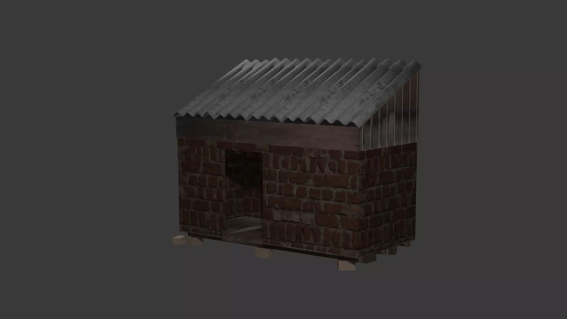 Simple Shack for Games Rustic Storage Hut Free low-poly 3D model_0
