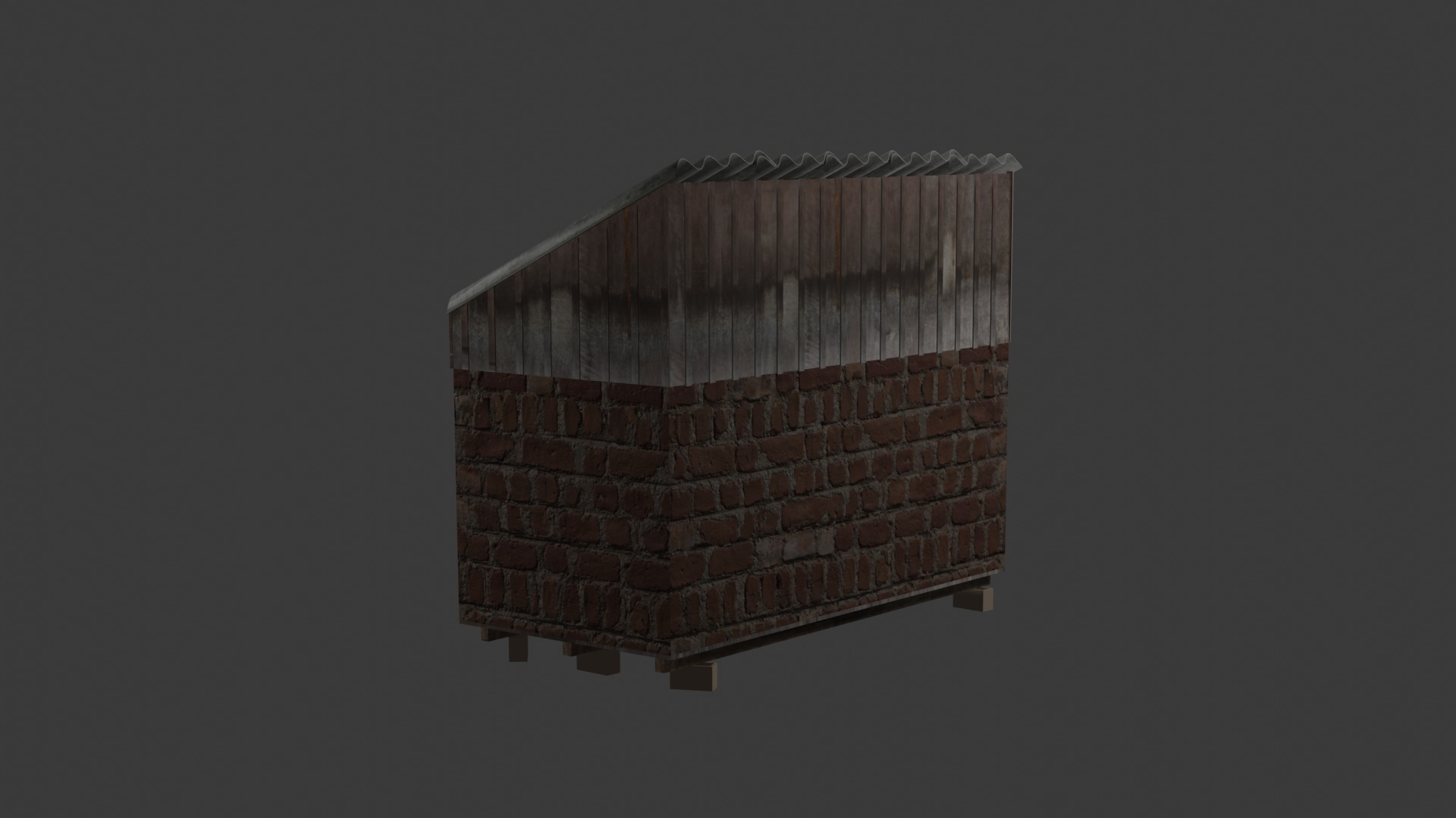 Simple Shack for Games Rustic Storage Hut Free low-poly 3D model_3