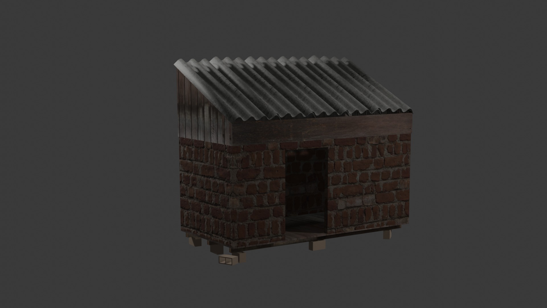 Simple Shack for Games Rustic Storage Hut Free low-poly 3D model_2