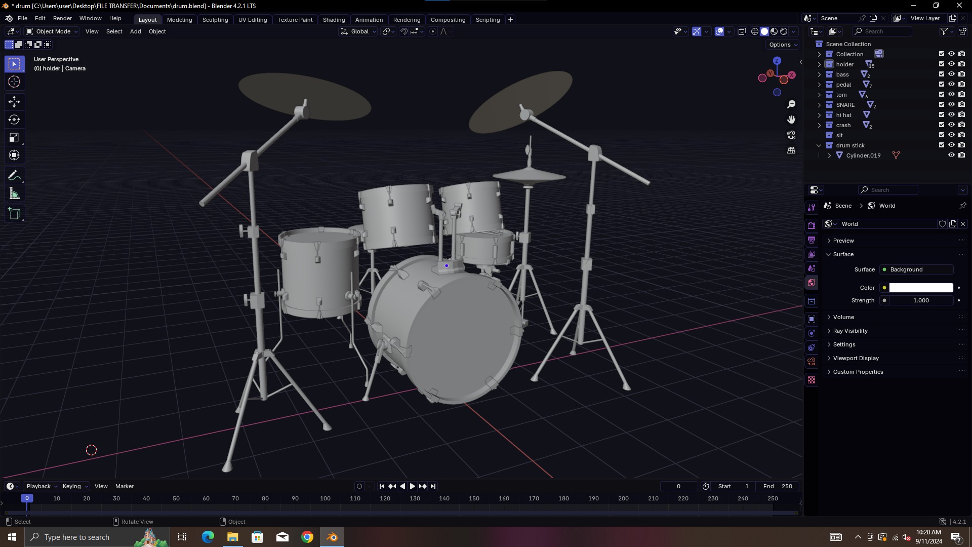 Drum set 3D model_3