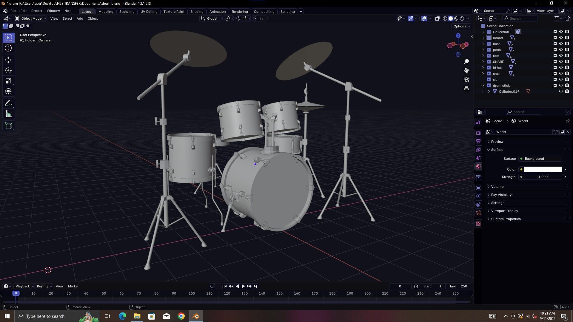 Drum set 3D model_2