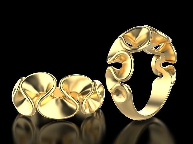 Ocean Wave Rings for Women 3D print model
