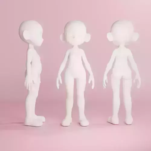Girl Stylized Basemesh with Topology V1