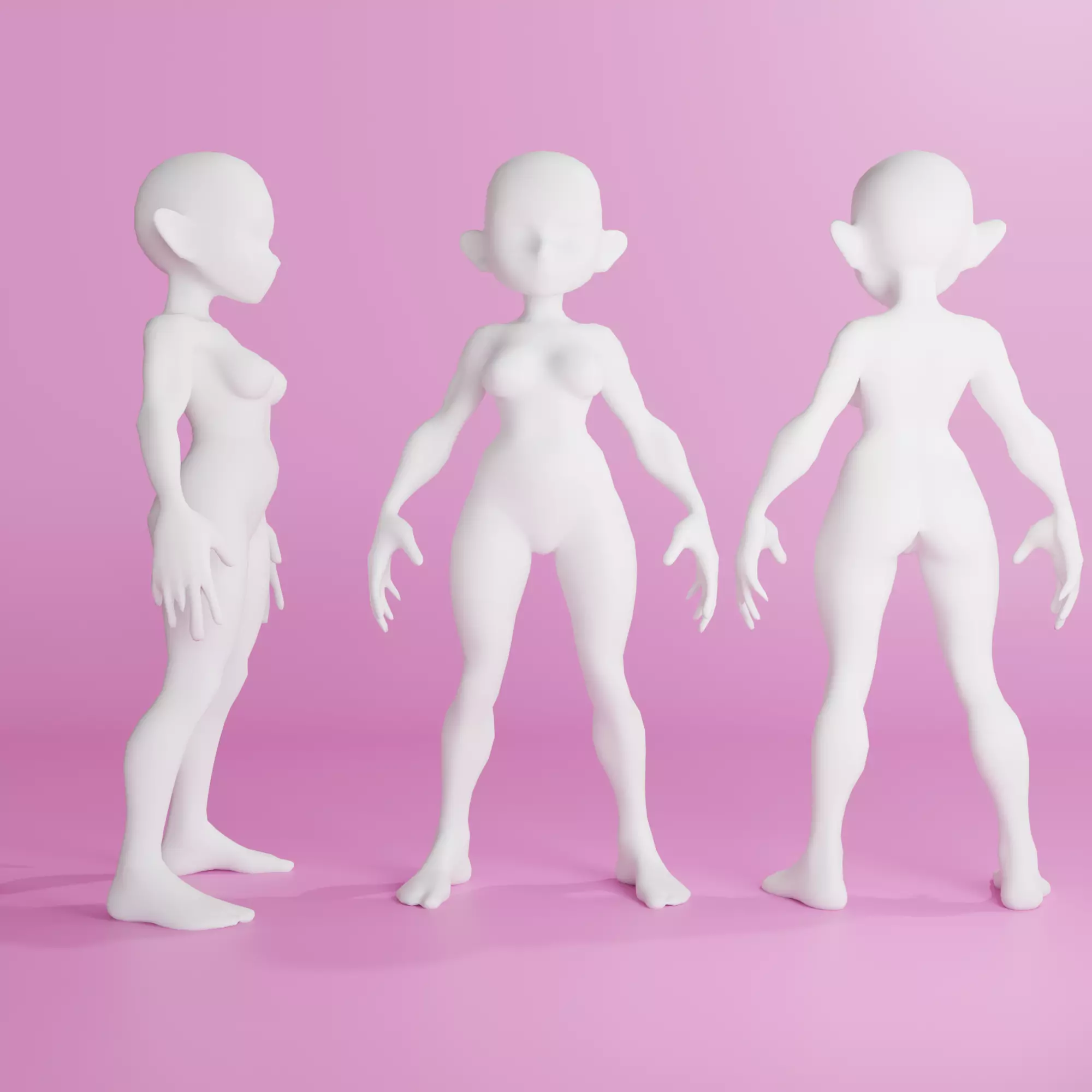 Girl Stylized Basemesh with Topology V2 Low-poly 3D model_0