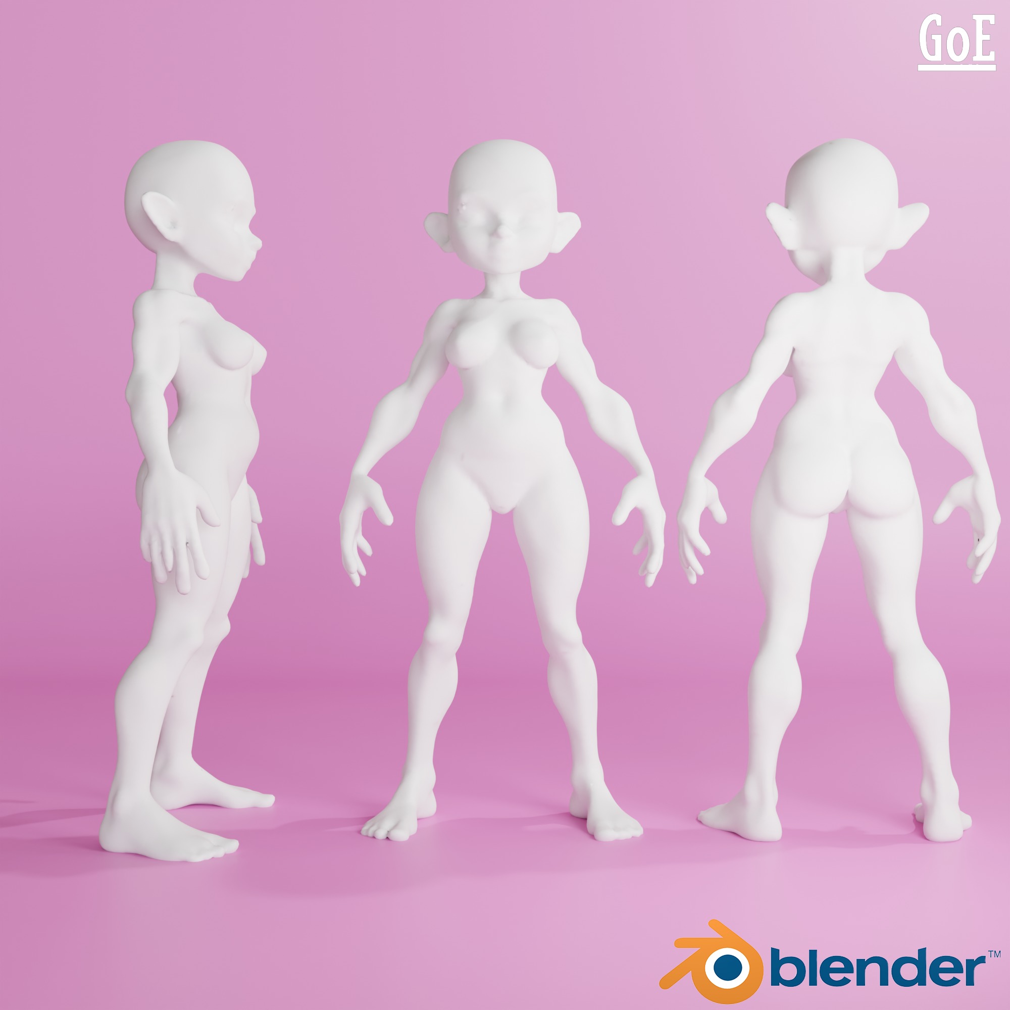 Girl Stylized Basemesh with Topology V2 Low-poly 3D model_2