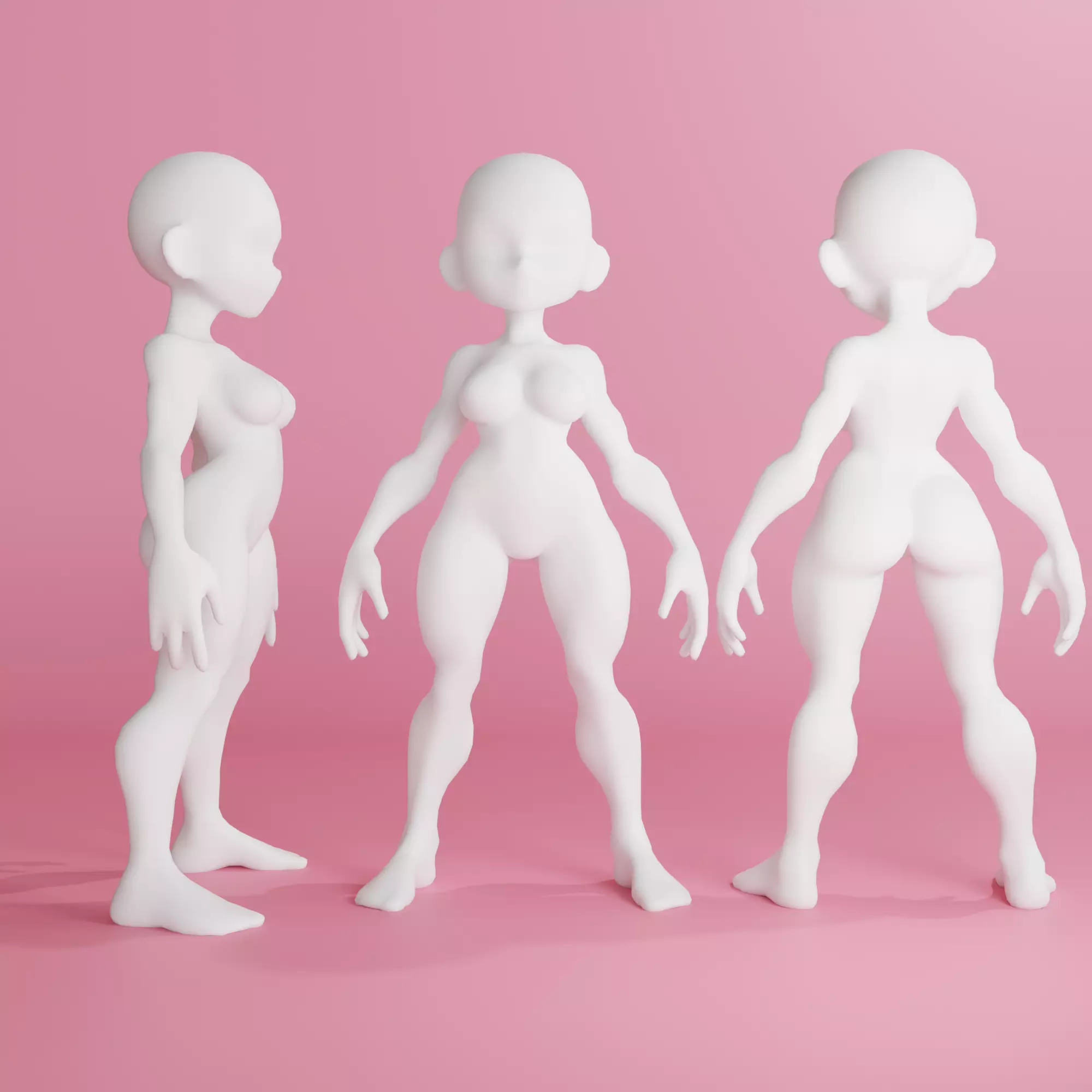 Girl Stylized Basemesh with Topology V3 Low-poly 3D model_0