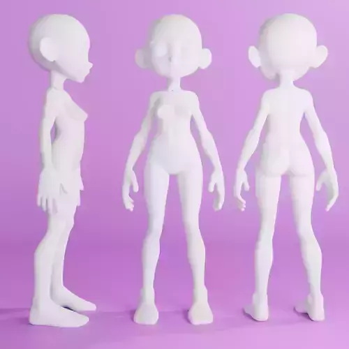 Girl Stylized Basemesh with Topology V4