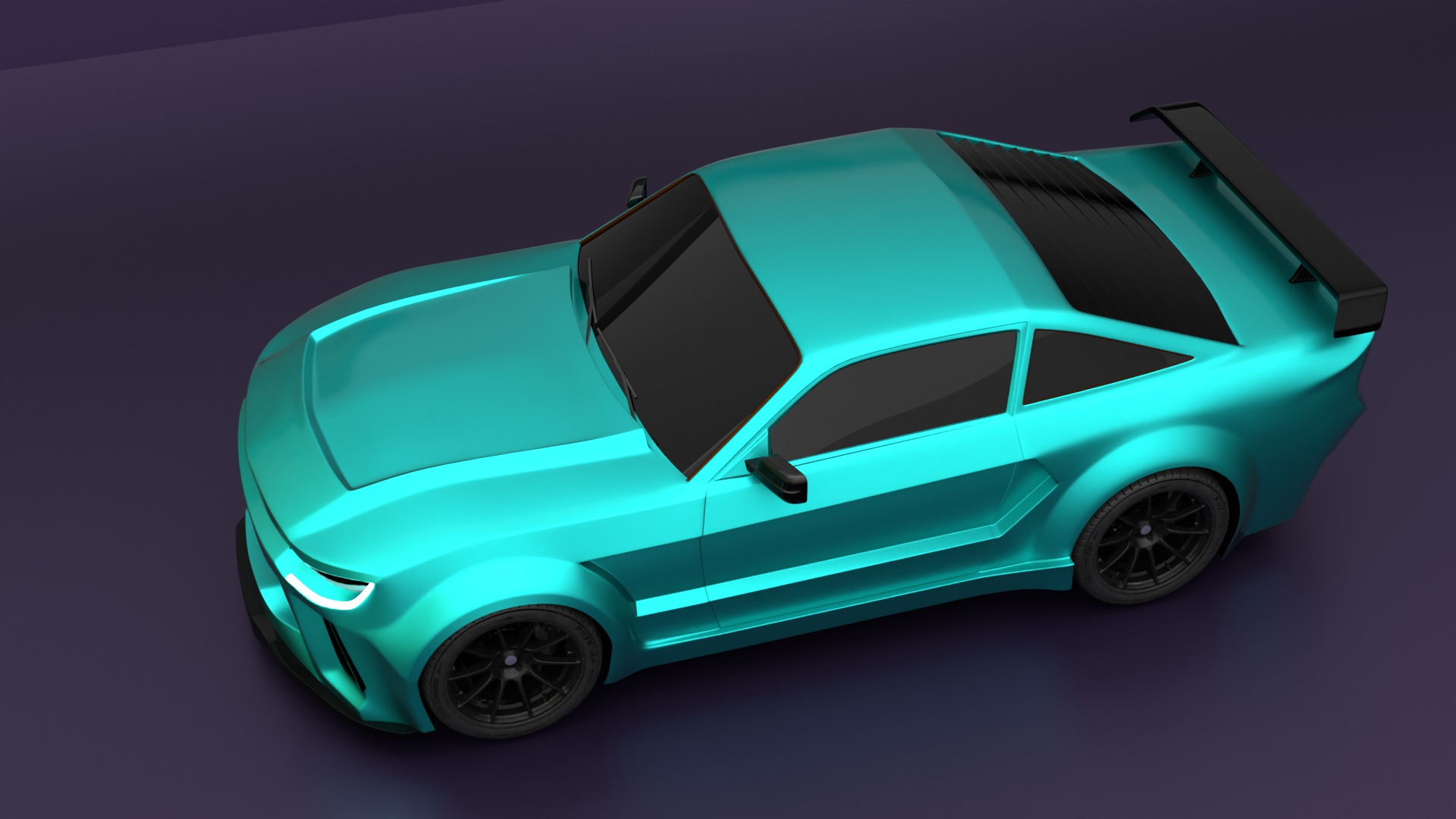 High Performance Aqua Green Sports Car 3D Model Blender Shaded 3D model_3