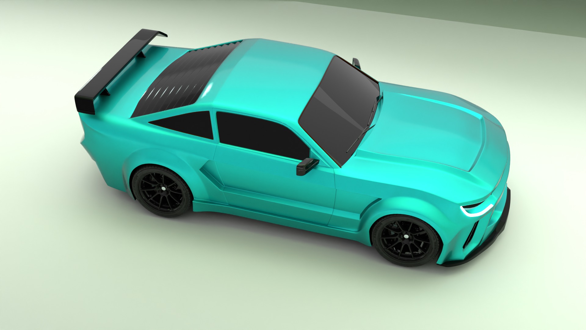 High Performance Aqua Green Sports Car 3D Model Blender Shaded 3D model_1