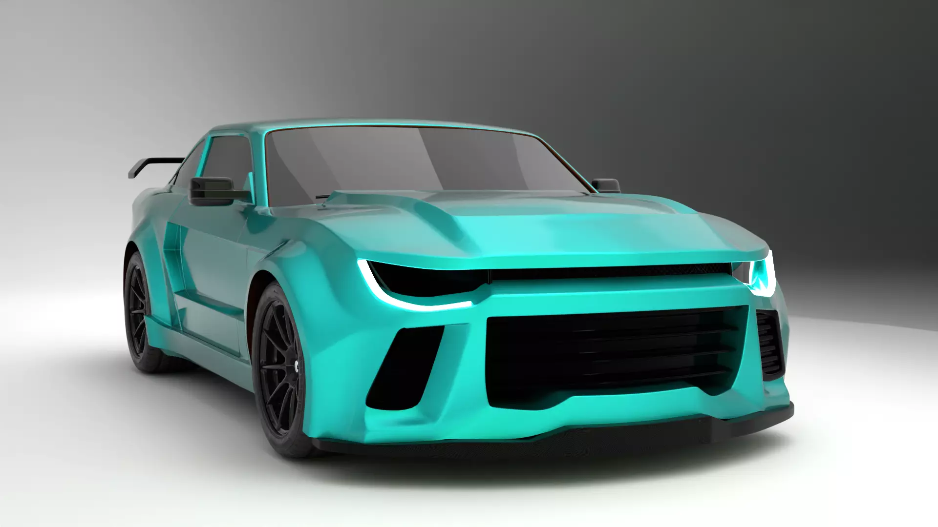 High Performance Aqua Green Sports Car 3D Model Blender Shaded 3D model_0