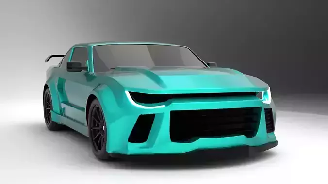 High Performance Aqua Green Sports Car 3D Model  Blender Shaded