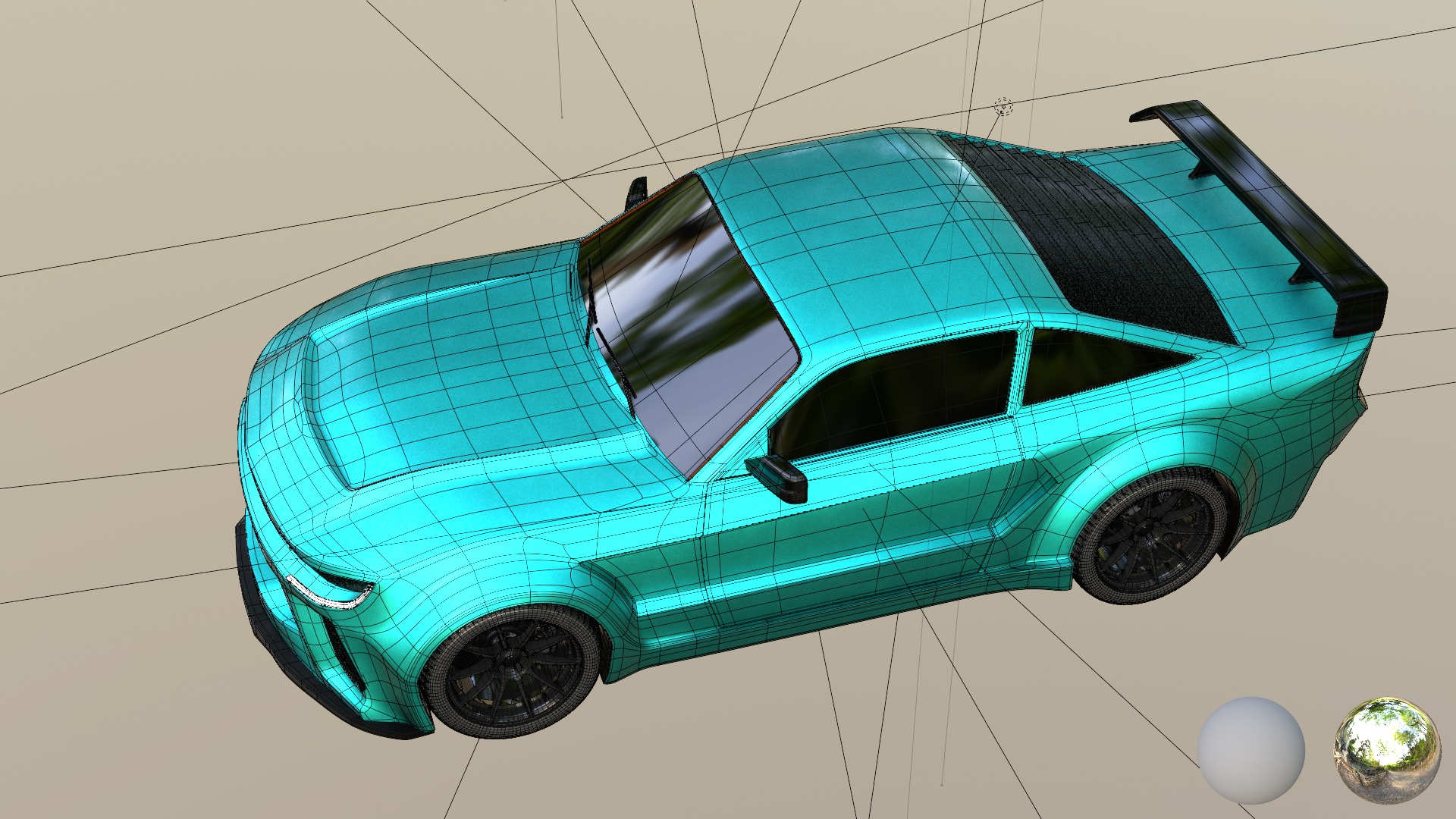 High Performance Aqua Green Sports Car 3D Model Blender Shaded 3D model_4