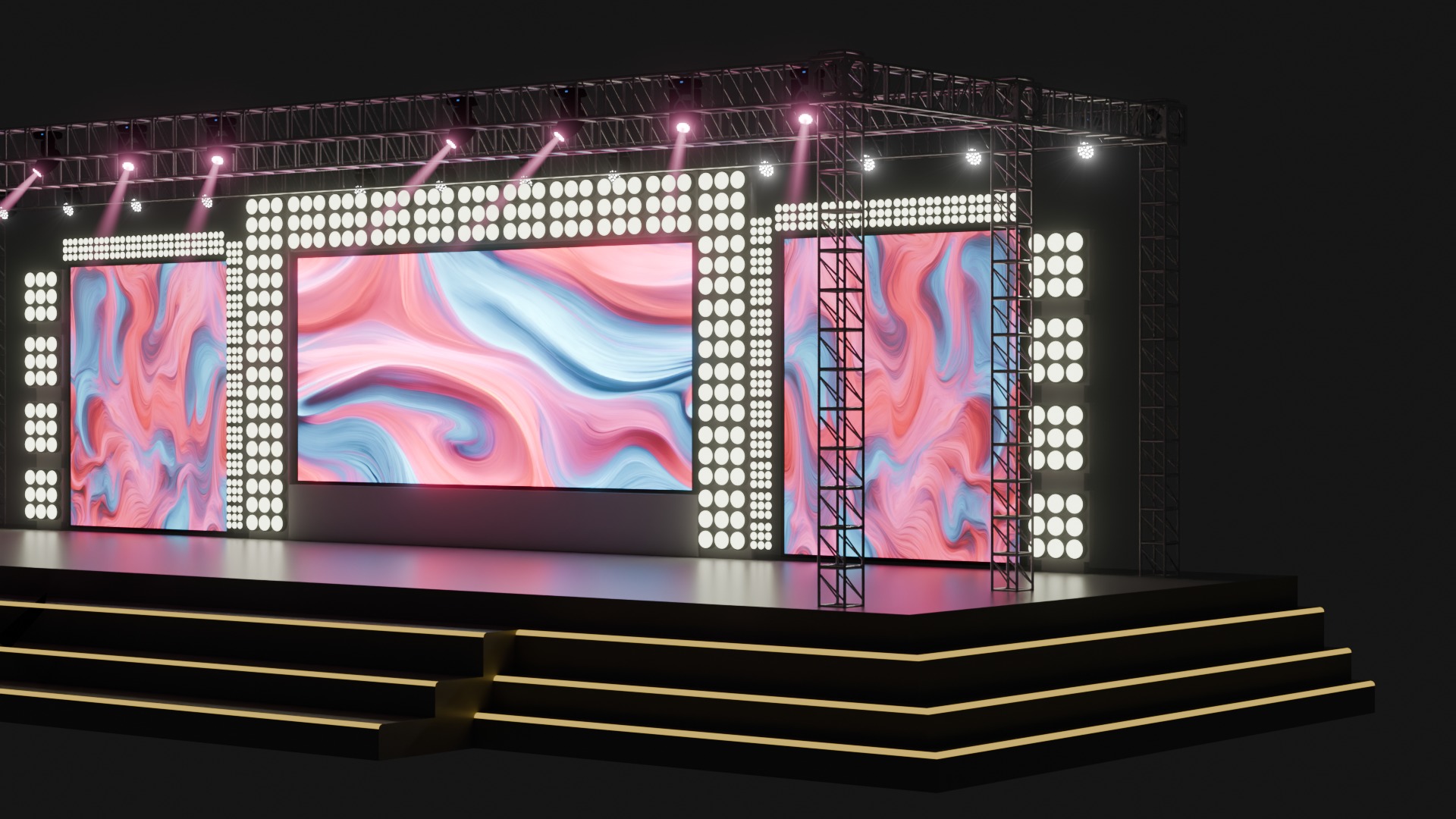 Entertainment Concert Event Stage 3D Model with Lights Setup 3D model_5
