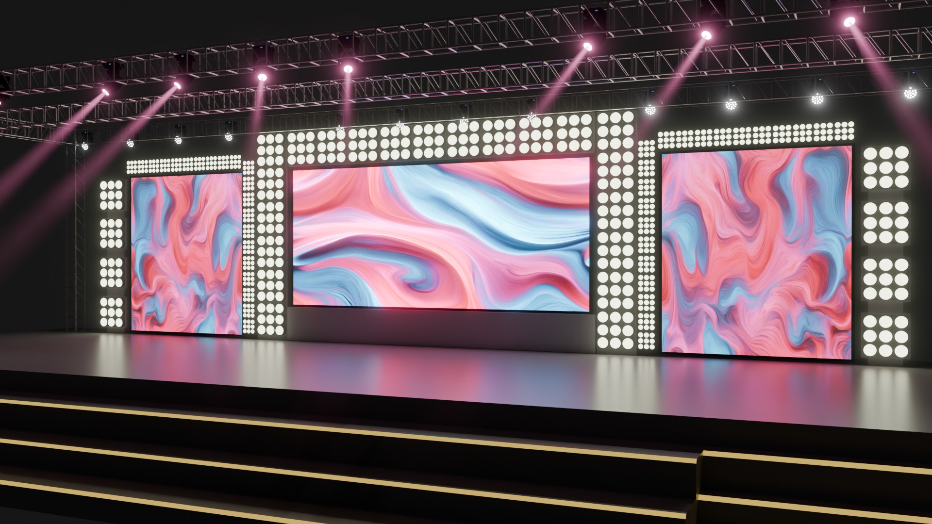 Entertainment Concert Event Stage 3D Model with Lights Setup 3D model_13