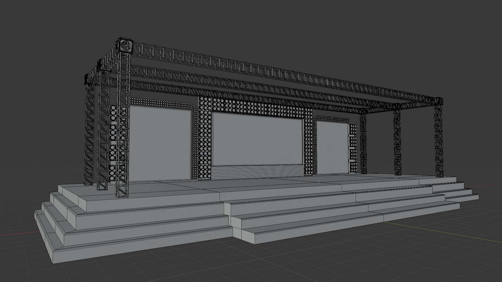 Entertainment Concert Event Stage 3D Model with Lights Setup 3D model_31