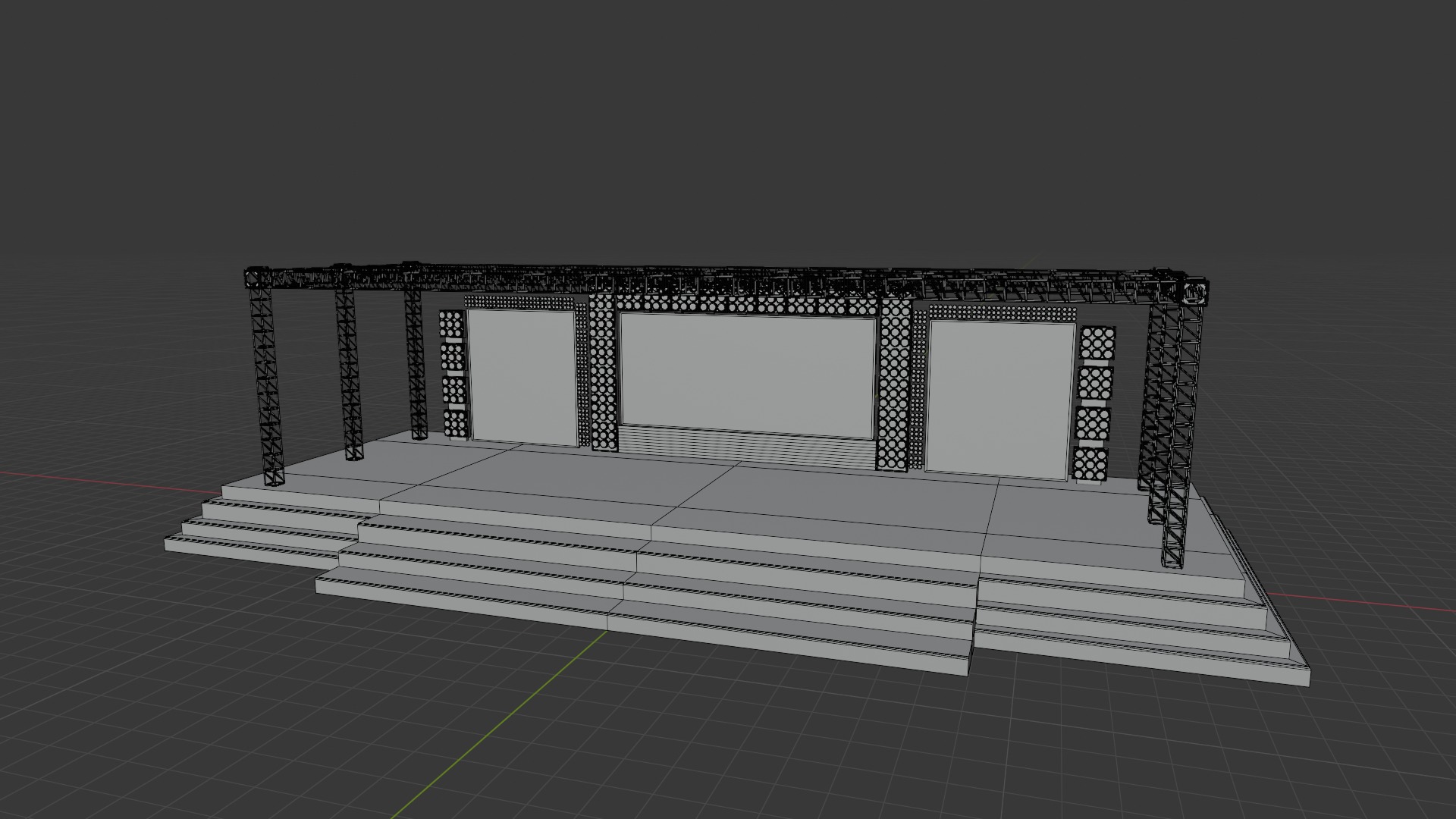 Entertainment Concert Event Stage 3D Model with Lights Setup 3D model_30