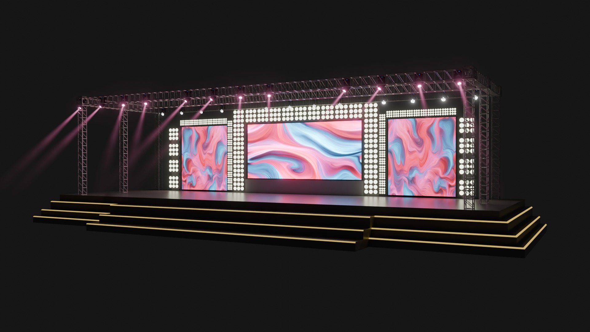 Entertainment Concert Event Stage 3D Model with Lights Setup 3D model_2