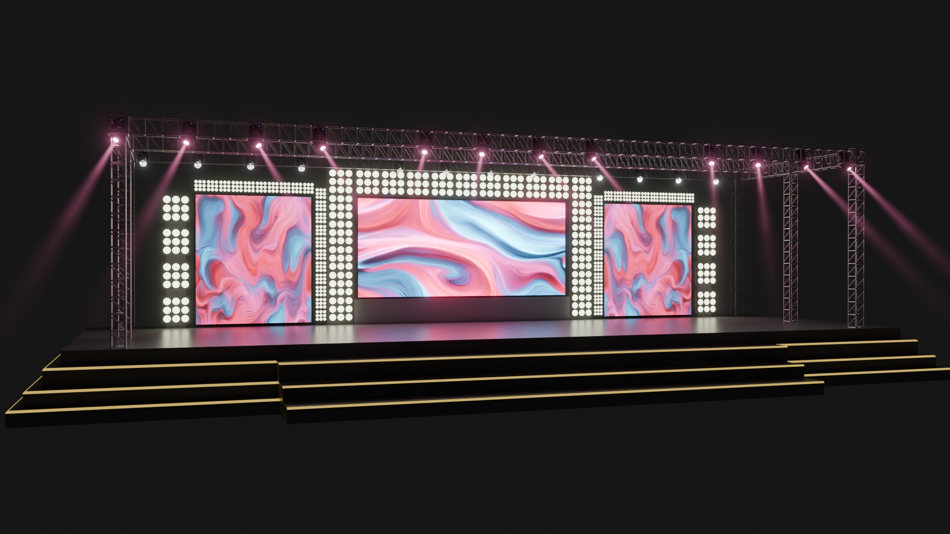 Entertainment Concert Event Stage 3D Model with Lights Setup 3D model_4