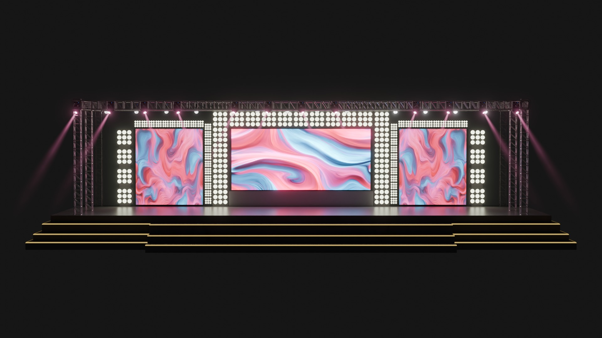 Entertainment Concert Event Stage 3D Model with Lights Setup 3D model_1