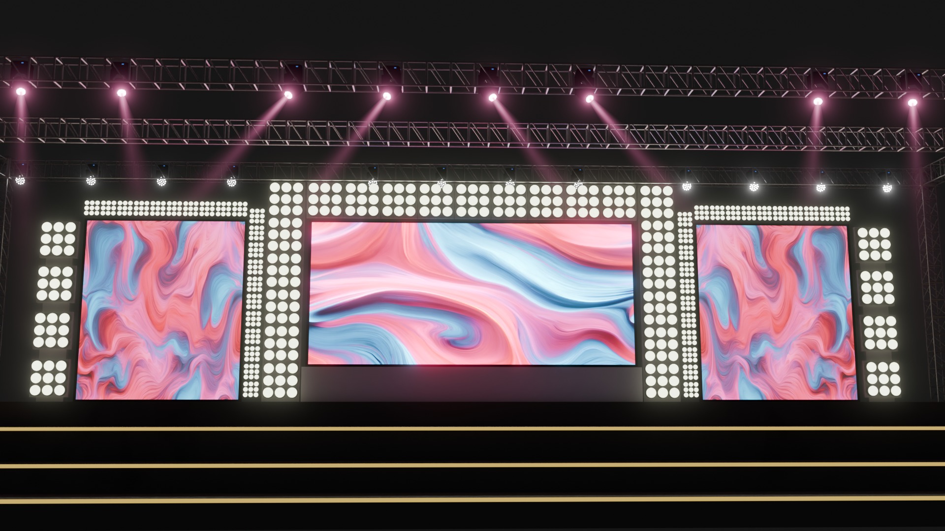 Entertainment Concert Event Stage 3D Model with Lights Setup 3D model_6