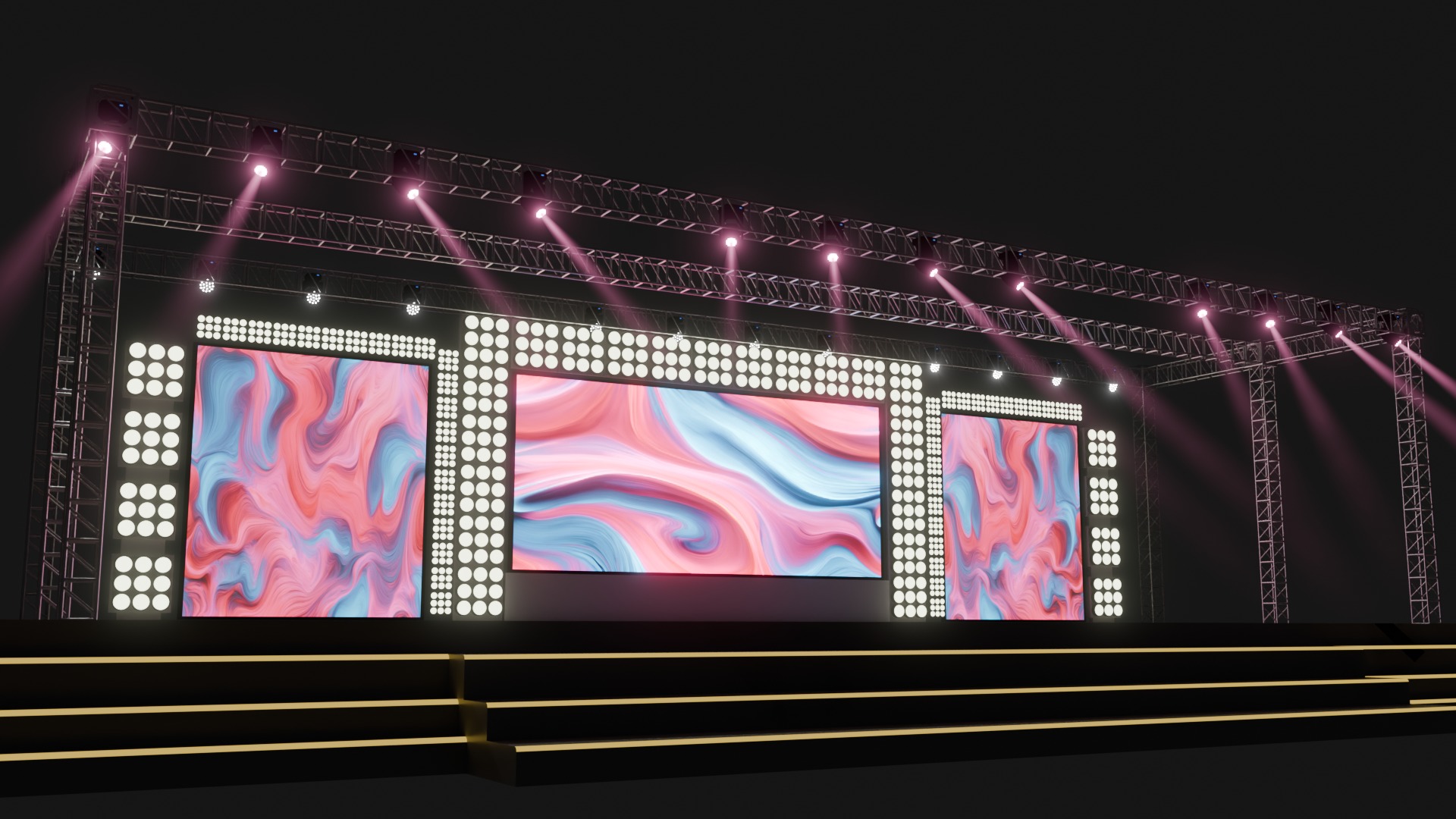 Entertainment Concert Event Stage 3D Model with Lights Setup 3D model_8