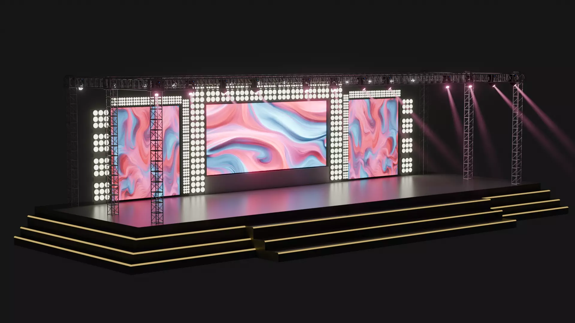 Entertainment Concert Event Stage 3D Model with Lights Setup 3D model_0