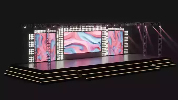 Entertainment Concert Event Stage 3D Model with Lights Setup