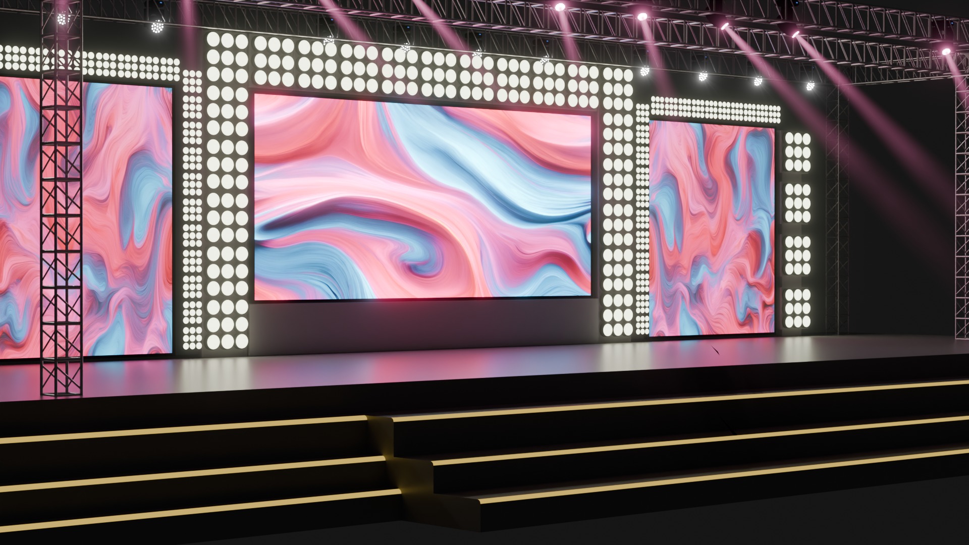 Entertainment Concert Event Stage 3D Model with Lights Setup 3D model_12