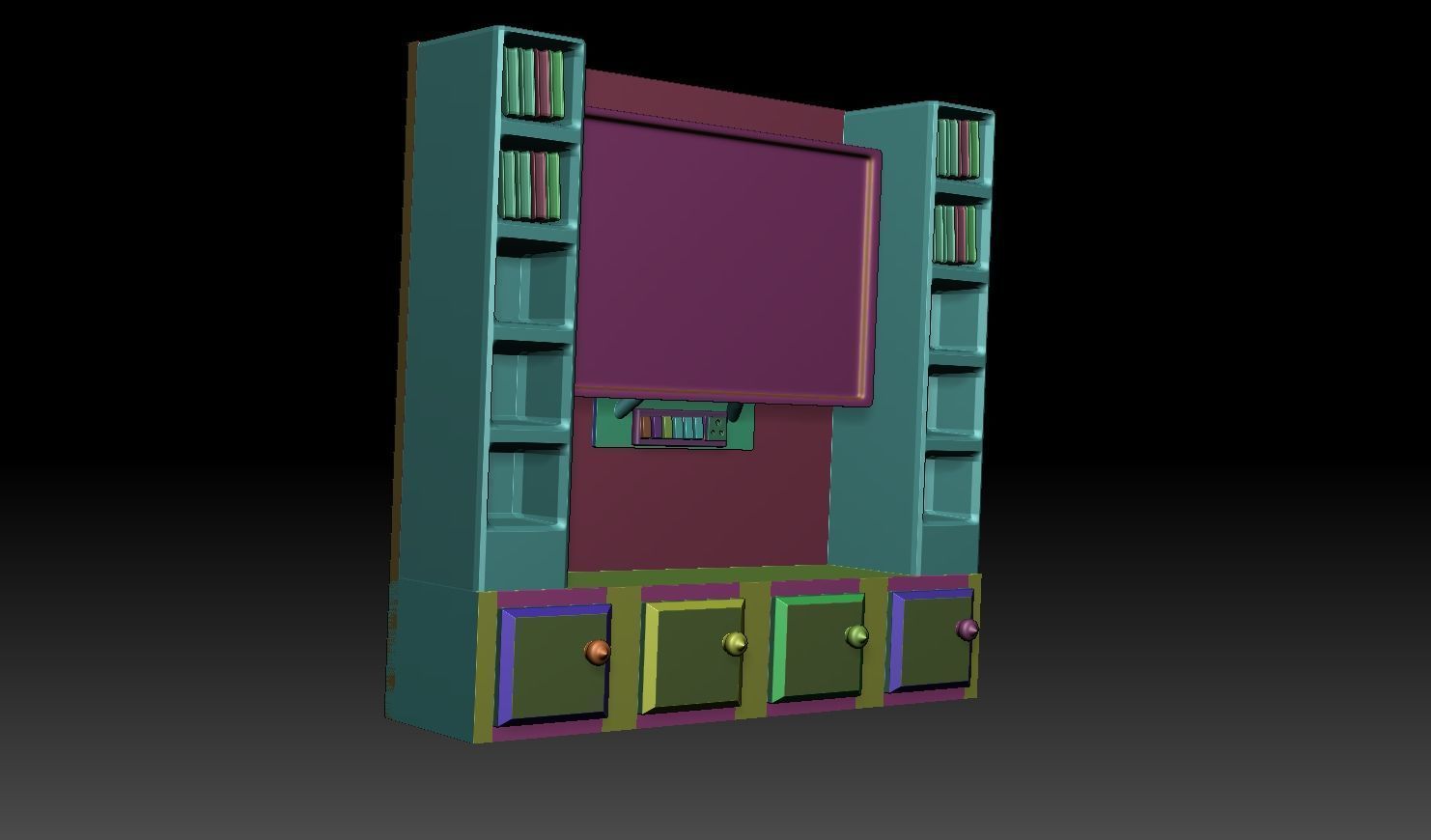 HOME LCD FURNITURE AND BOOKS PLACE AND Z BRUSH 3D MODEL  3D print model_1