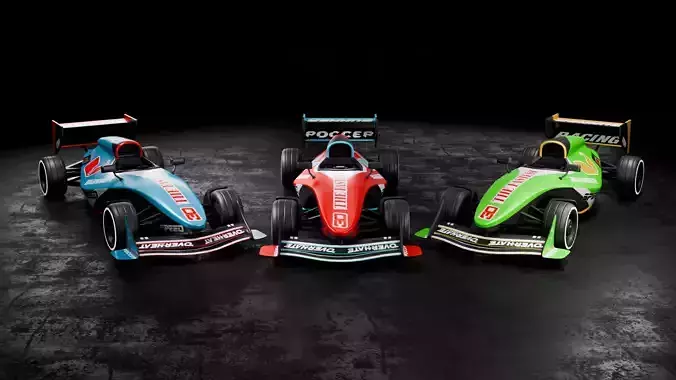 Formula Car High Detail Optimized for Unity and Unreal Low-poly 3D model