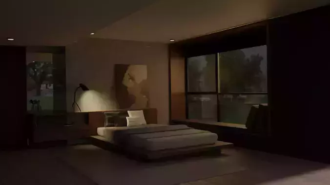 Modern Bedroom Interior 3D Model