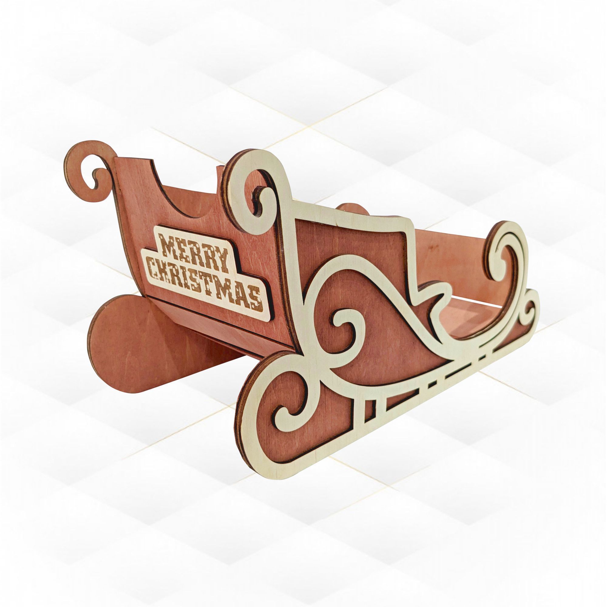Christmas sleigh laser cutting svg dxf design 3D print model_3
