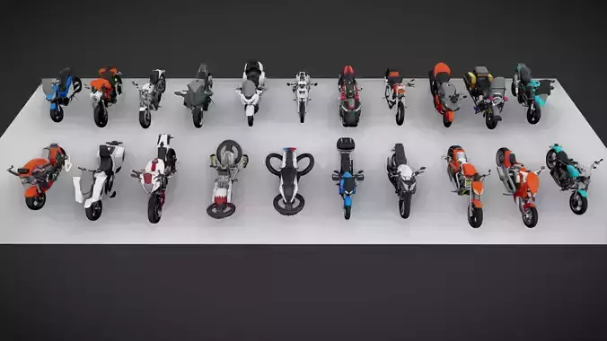 Bikes Pack Low-poly 3D model