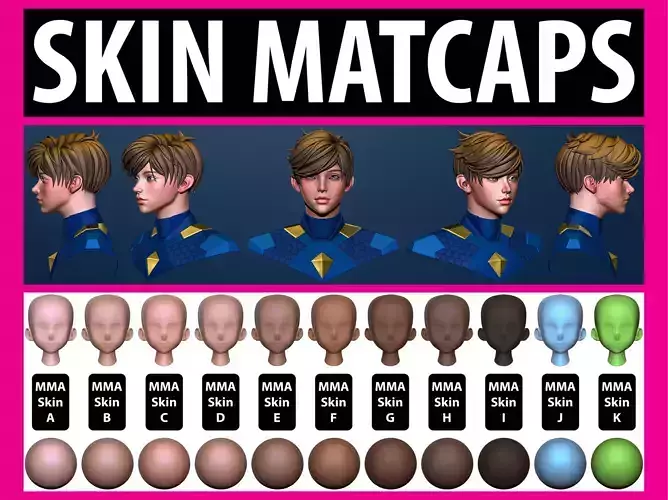 MMA Skin Matcaps and Eye Matcap - ZBrush 3D model