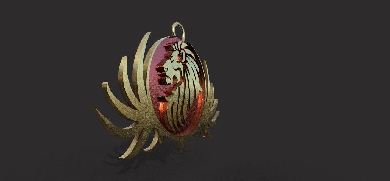  lion pendant 3D print model Low-poly 3D model_2