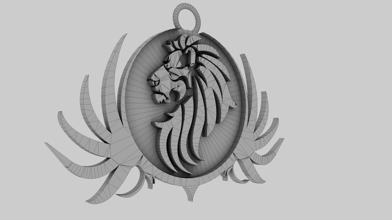  lion pendant 3D print model Low-poly 3D model_18