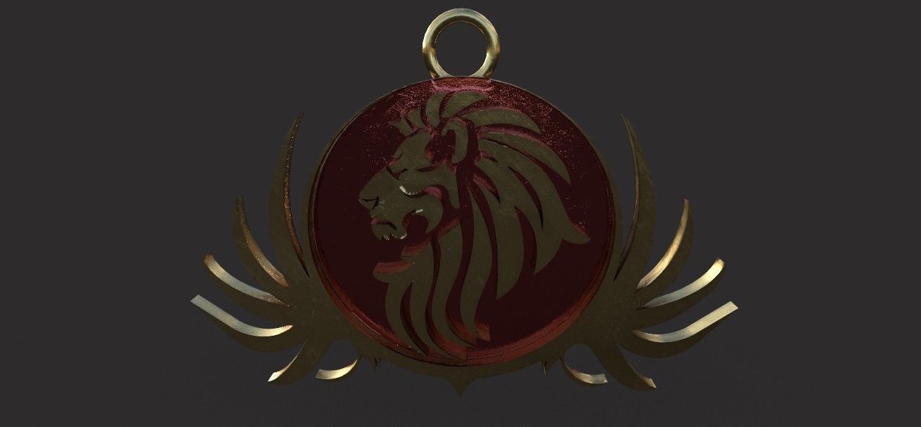  lion pendant 3D print model Low-poly 3D model_6