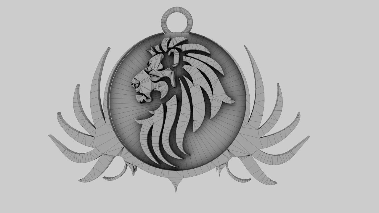  lion pendant 3D print model Low-poly 3D model_15