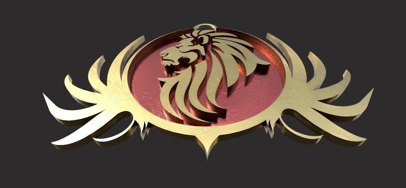  lion pendant 3D print model Low-poly 3D model_4