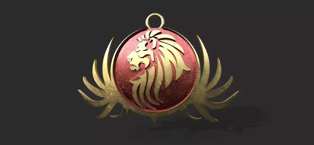  lion pendant 3D print model Low-poly 3D model_0
