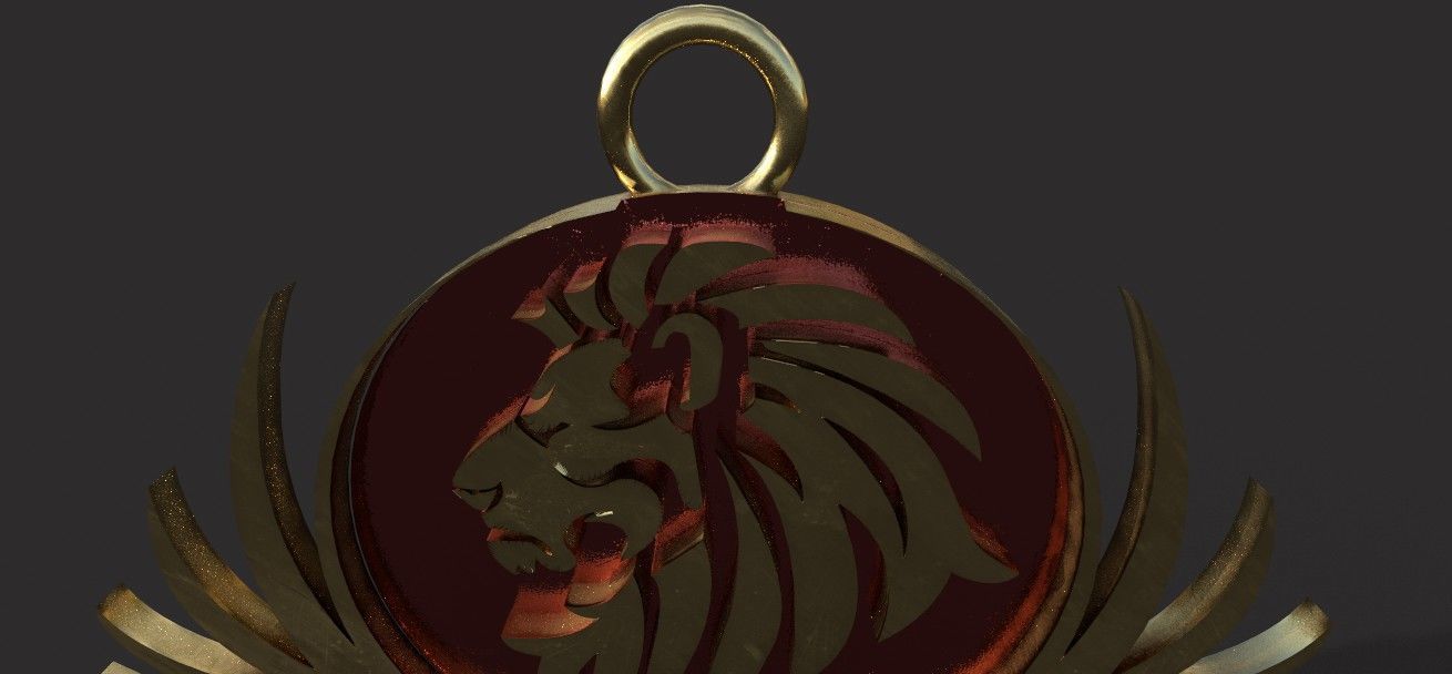  lion pendant 3D print model Low-poly 3D model_10