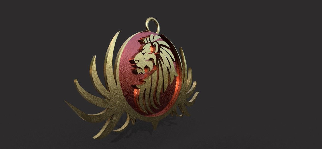  lion pendant 3D print model Low-poly 3D model_1