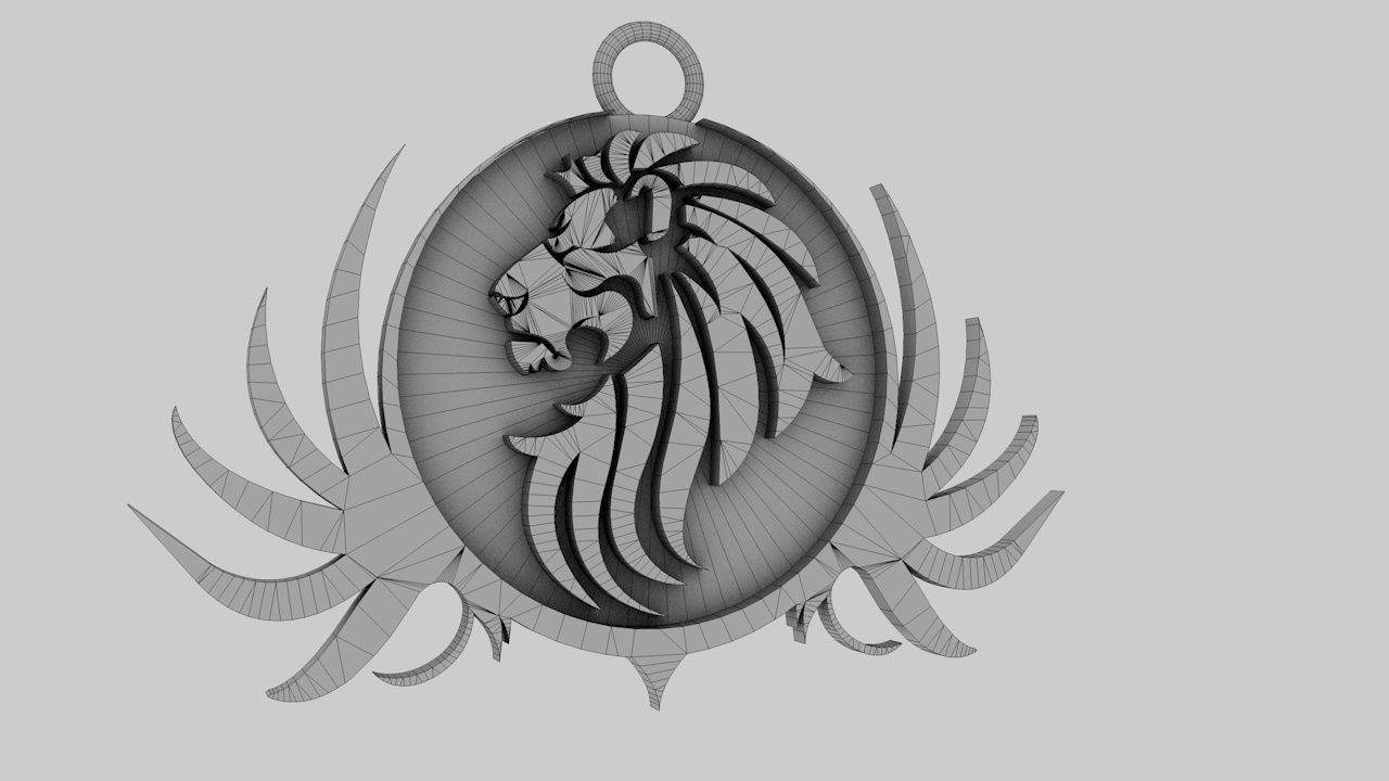  lion pendant 3D print model Low-poly 3D model_16