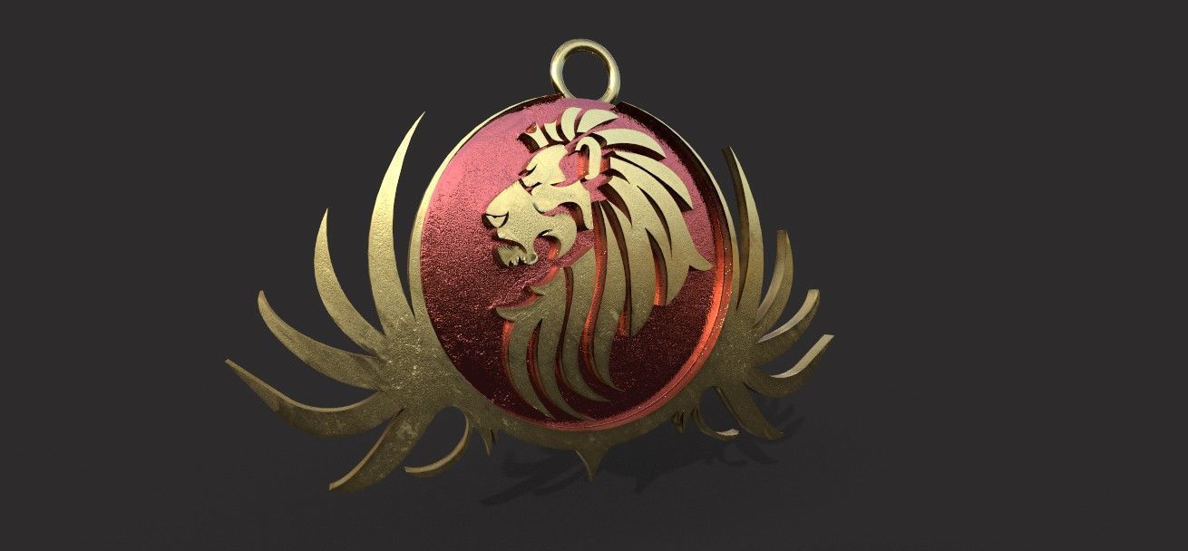  lion pendant 3D print model Low-poly 3D model_5