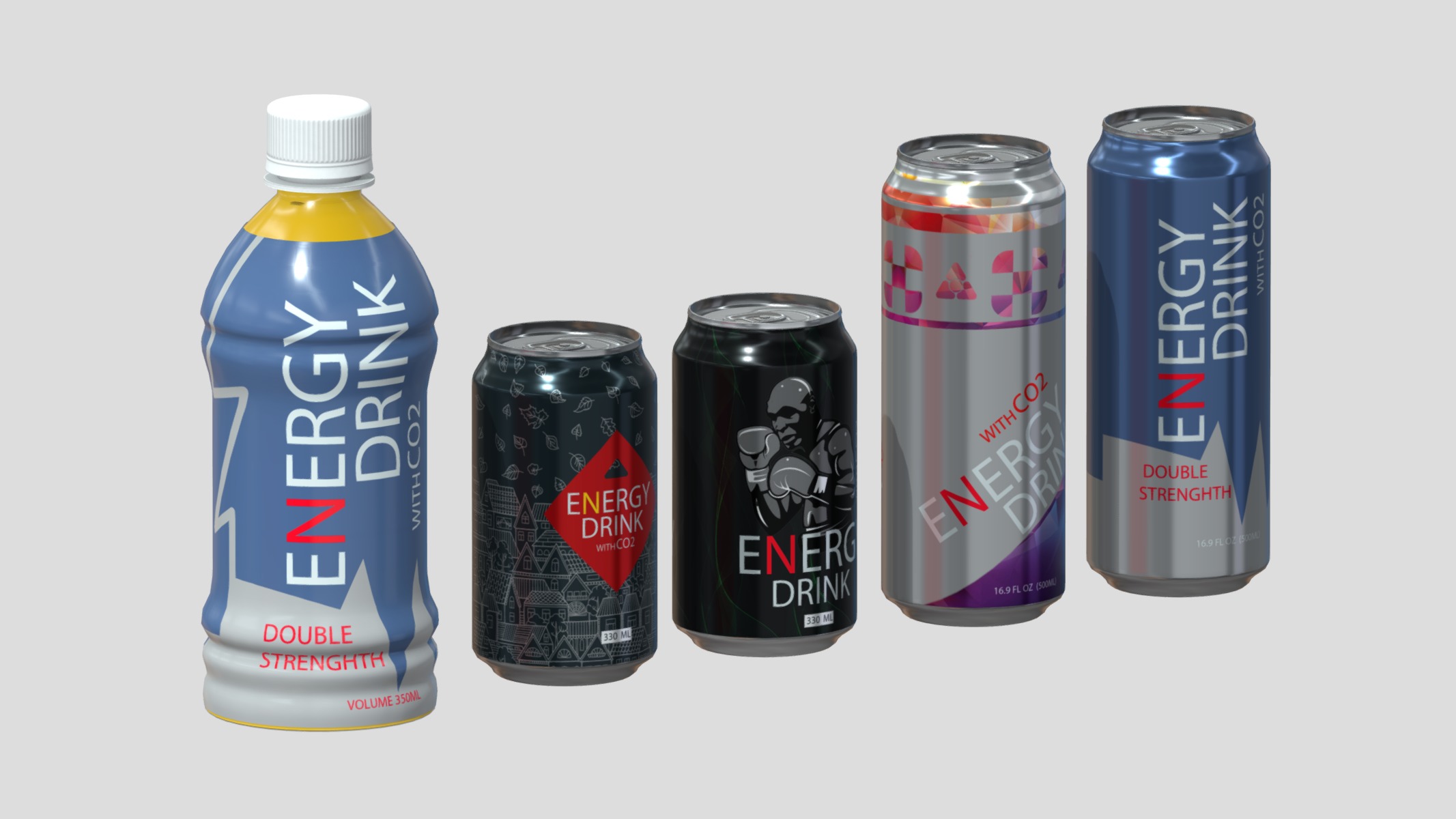 Power Energy Drink Low Poly Low-poly 3D model_2